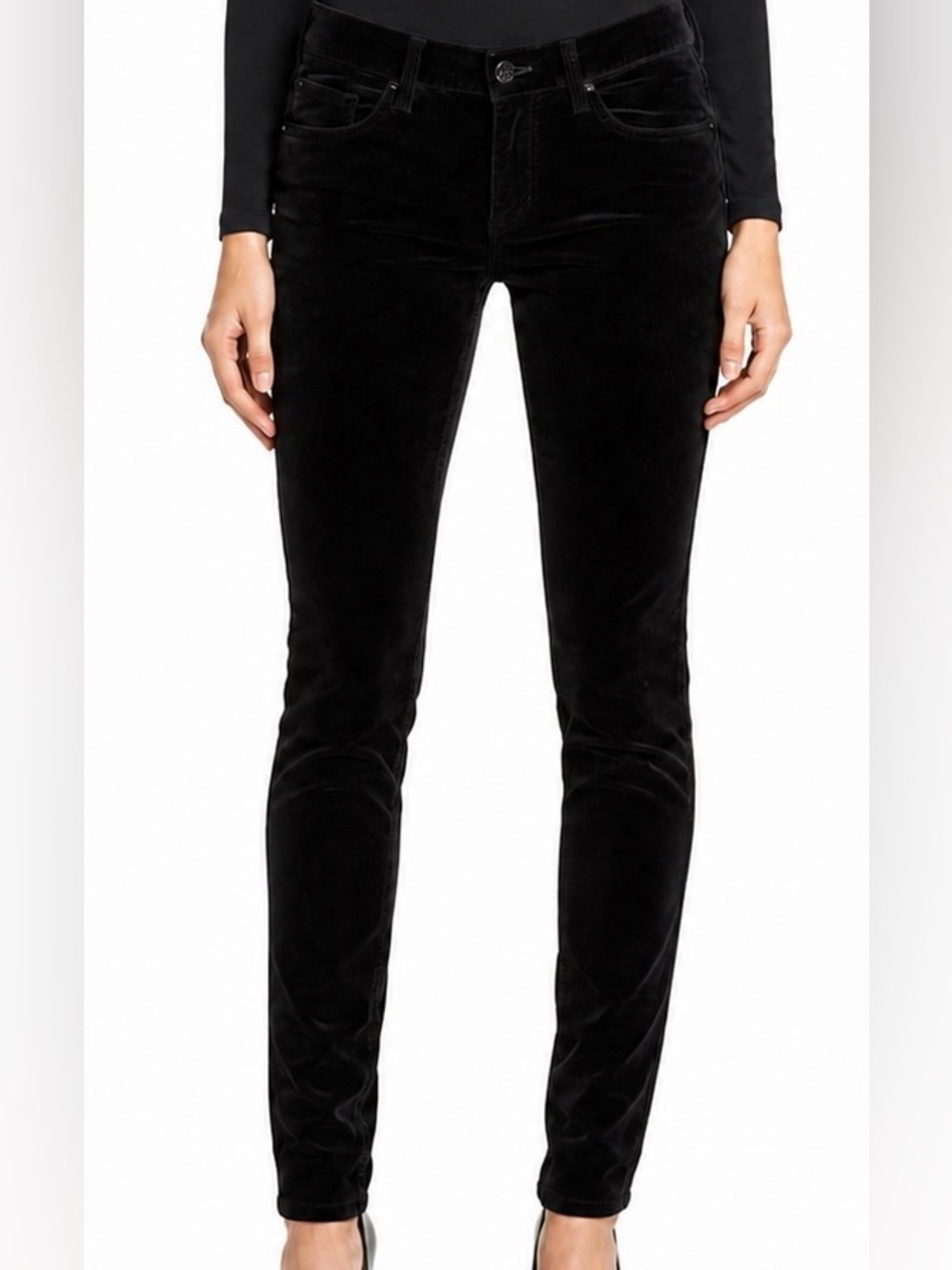 NWT - James Jeans Twiggy Velveteen Skinny Pants Black Size 31